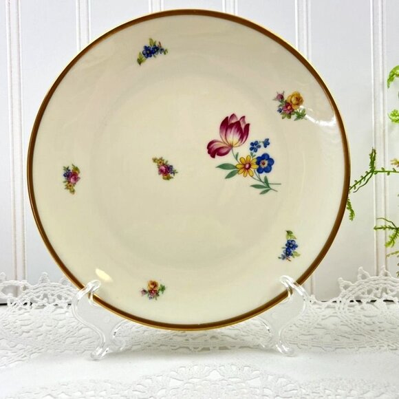 Vintage Hackefors 4 Dessert Bread Plates 32 Porslin Sweden Gold Trimmed Floral - Picture 2 of 9